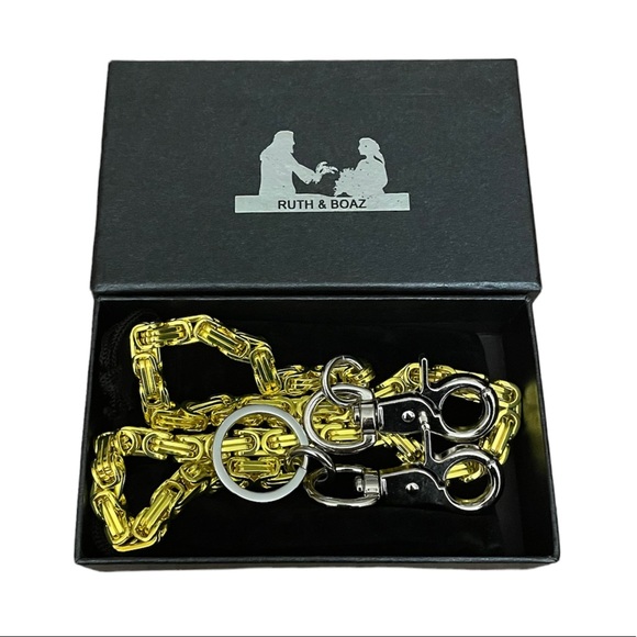 Ruth&Boaz Block Chain Stainless Biker Keychain Key Wallet Chain Yellow 24.8” NEW - Picture 5 of 6